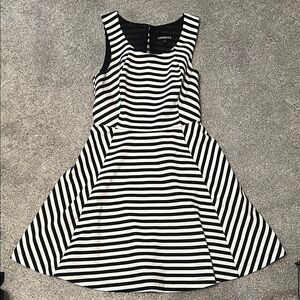 Express Monochrome Striped Mini Dress
